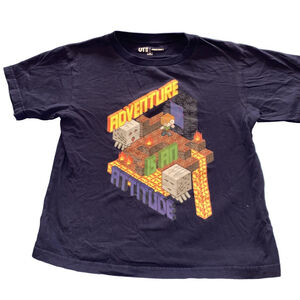 Boys Uniqlo Minecraft Graphic Tee Size Small Navy